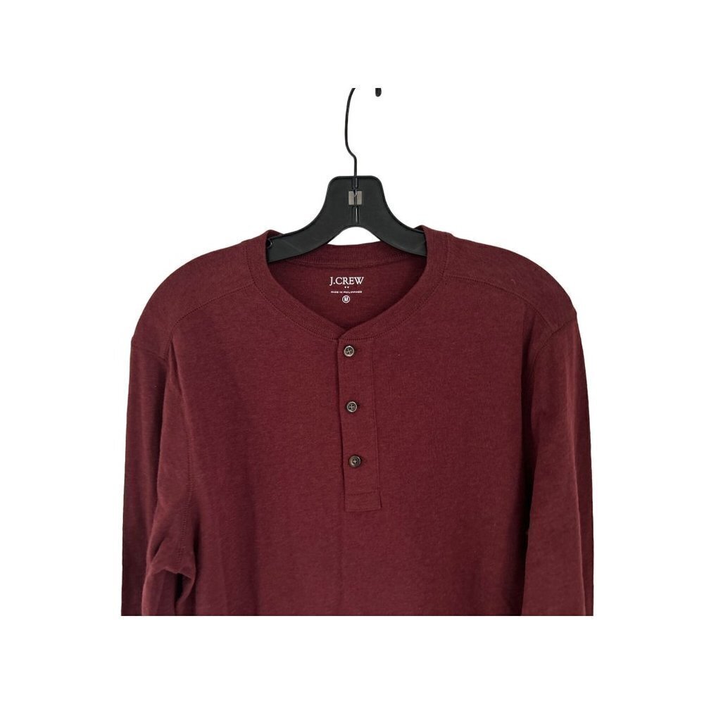 J.CREW Henley Cotton Long Sleeve Burgundy Size Med